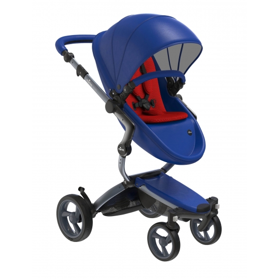 Коляска Mima Xari Royal blue, шасі Graphite grey, матрасики Ruby red