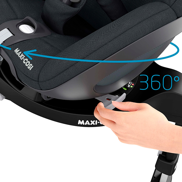 поворот однією рукою бази Maxi Cosi FamilyFix 360 для автокрісел Maxi Cosi Pebble 360, Pearl 360 та Coral 360