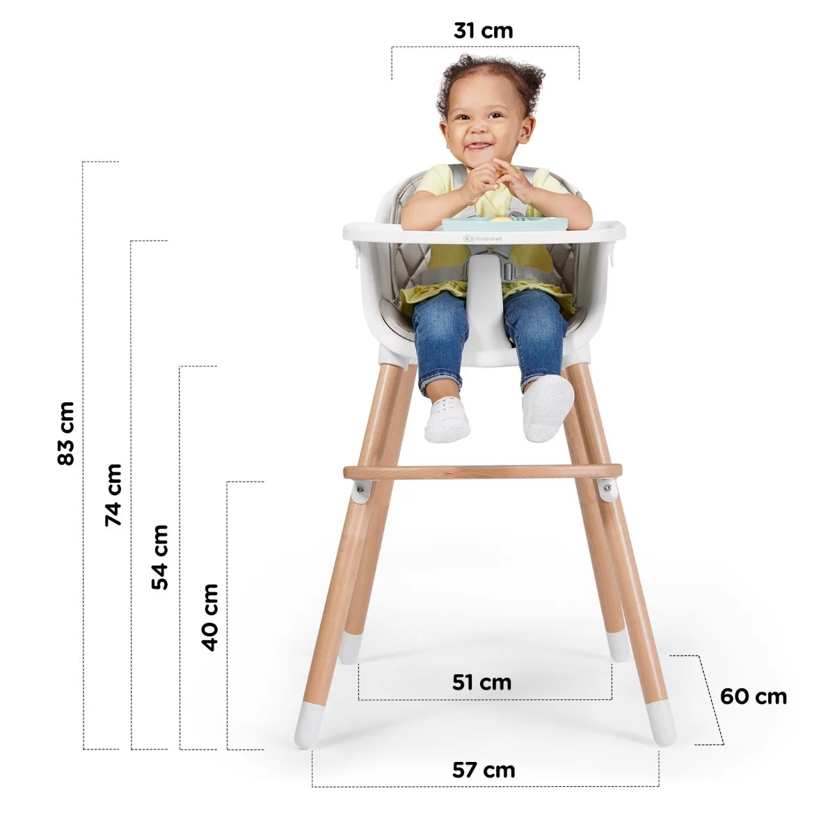 Розміри стільчика для годування Kinderkraft Sienna