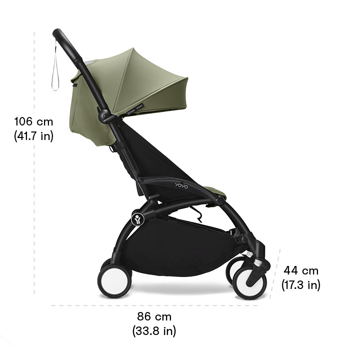 Розміри шасі з сидінням Stokke YOYO 3 легка прогулянкова коляска для подорожей
